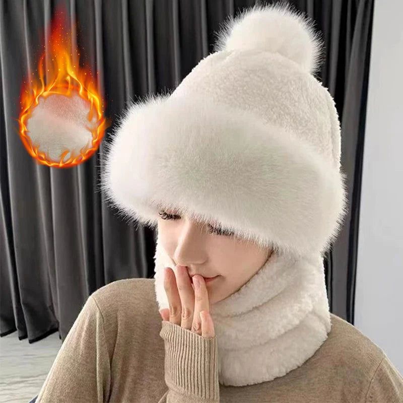 Warm Winter Fluffy Thick Hat Scarf - Image 5