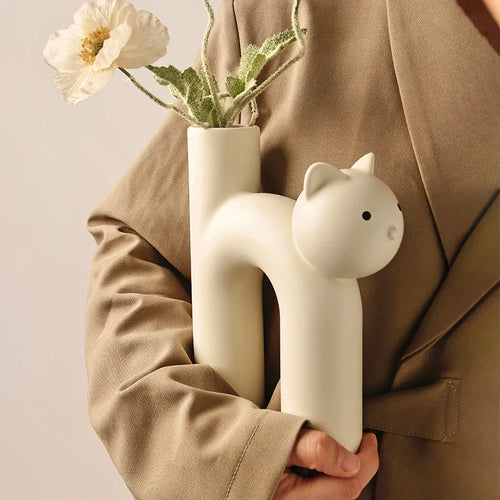 Mini Cat Elegant Minimal H-shaped Flower Vase - Image 0