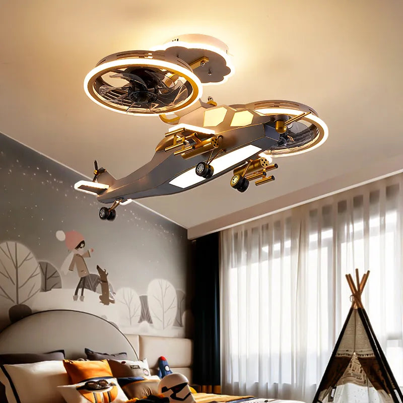 Sky Hero Helicopter LED Fan Lamp - Image 0