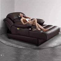 Premium Italian Leather Reclining Lounge Chair - Image 1