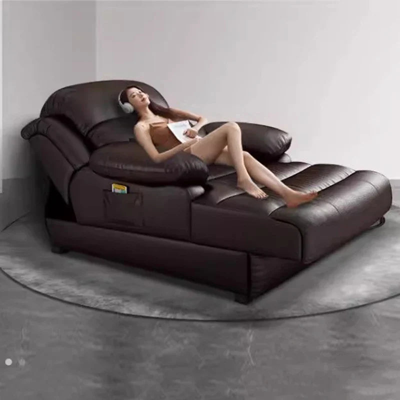 Premium Italian Leather Reclining Lounge Chair - Image 1