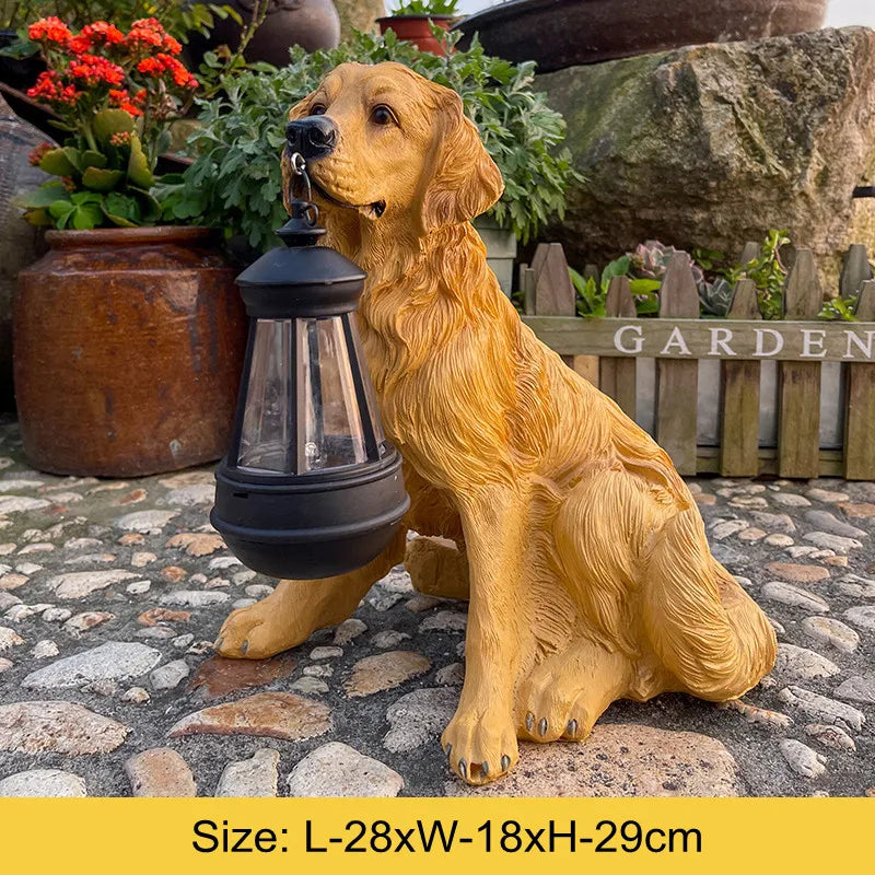 Solar-Powered Outdoor Resin Dog Statue Lamp - Image 6