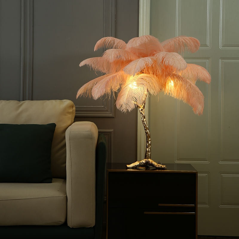 Nordic Glow Luxury Ostrich Feather Chic Floor Lamp - Image 1