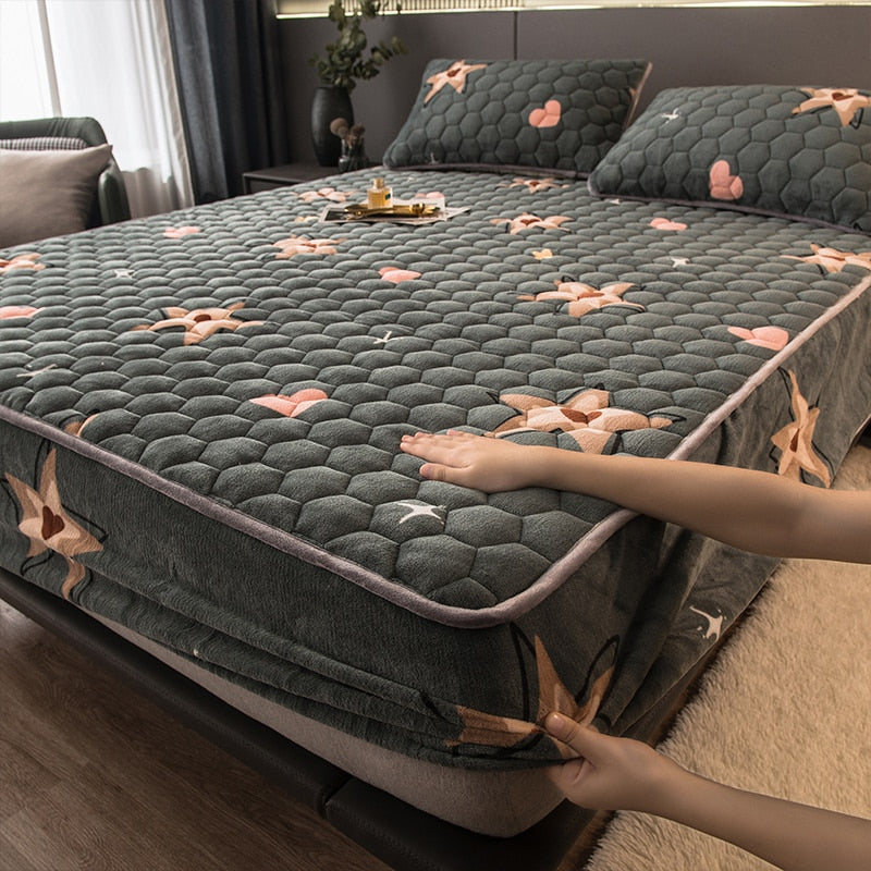 Elegant Velvet Thick Mattress Cover - Image 20