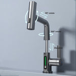 Modern Sleek Waterfall Temperature Display Faucet