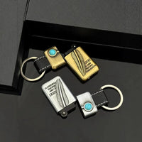 Turquoise Stone Vintage Metal Keychain Lighter - Image 2