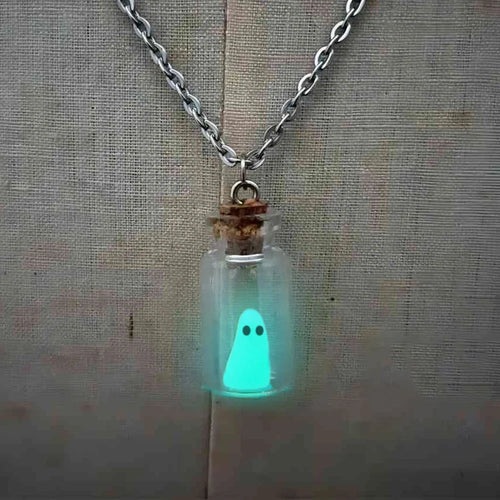 Glowing Captured Spooky Ghost Bottle Necklace - Image 0