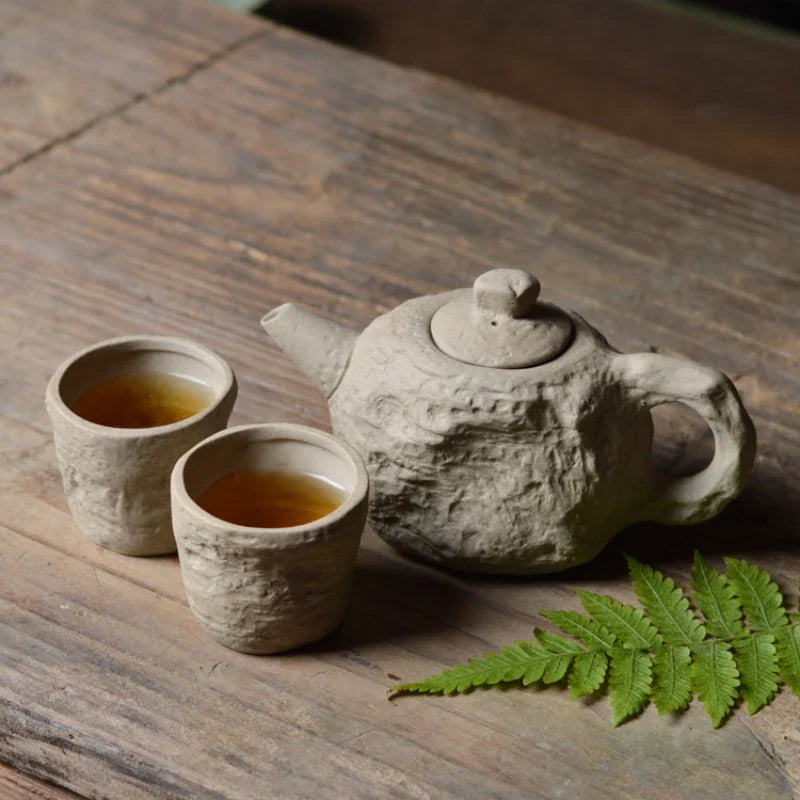 Artisan Rustic Stone Texture Teapot Set - Image 0