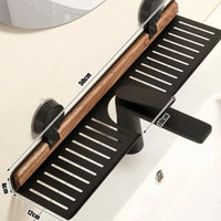 Over Sink Suction Cup Walnut Bathroom Rack - Image 6