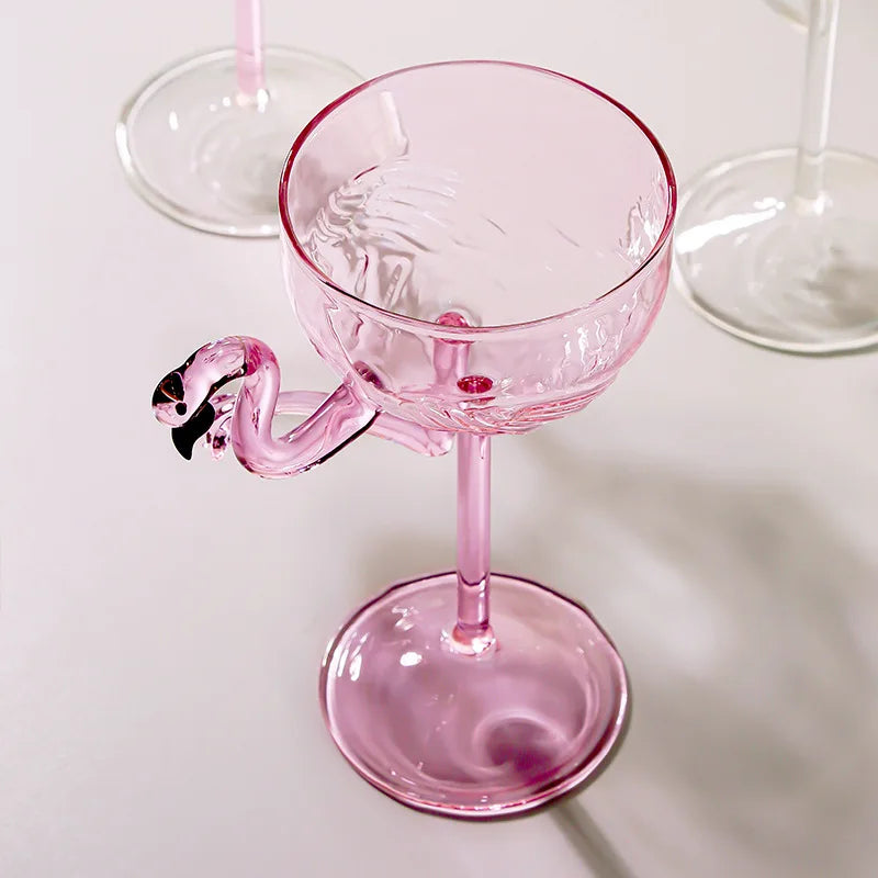Pink Flamingo Cocktail Clear Party Glasses - Image 3