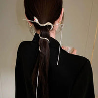 Snake Wrap Long Tassel Chain Hair Pin Clip - Image 3