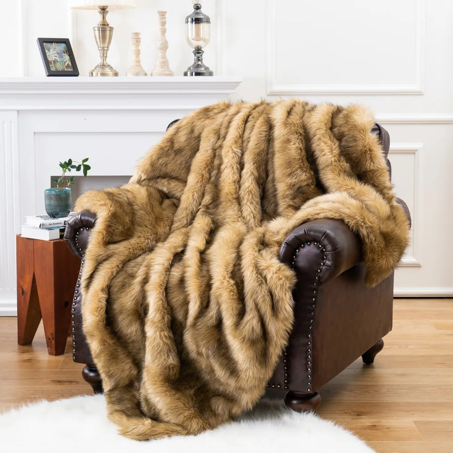 Cozy Couture Deluxe Faux Fur Sofa Blanket - Image 1