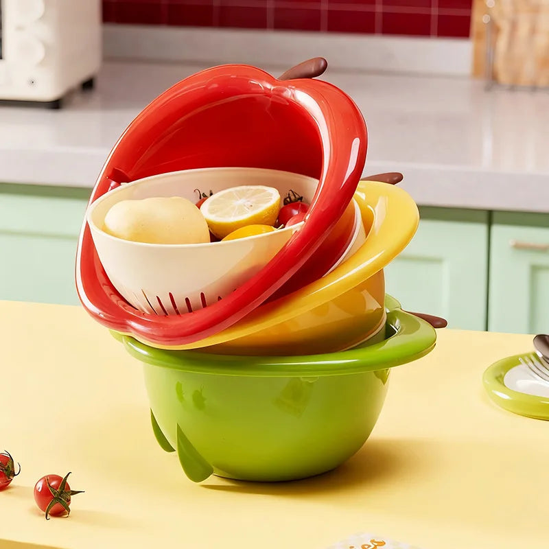 Wash & Serve Double Layer Fruit Drain Basket