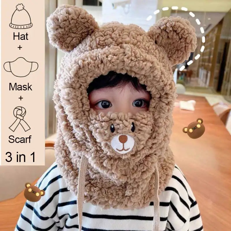 Plush Warm Bear Winter Scarf Mask - Image 4