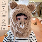 Plush Warm Bear Winter Scarf Mask