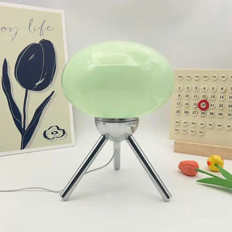 Cherry Dome Glass Mushroom Table Lamp