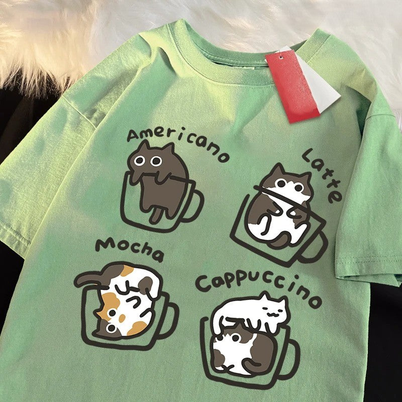 Cat Coffee Lover Funny T-Shirt - Image 7