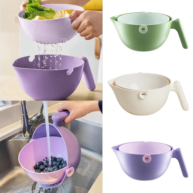 Double Layer Quick Vegetable Drainer Basket - Image 2