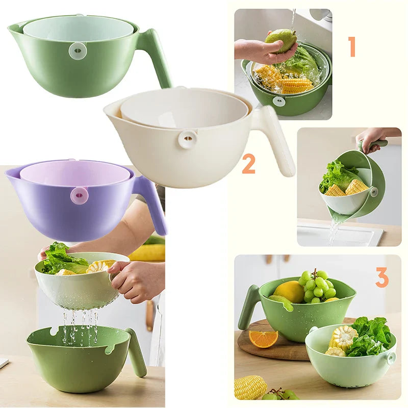 Double Layer Quick Vegetable Drainer Basket - Image 3