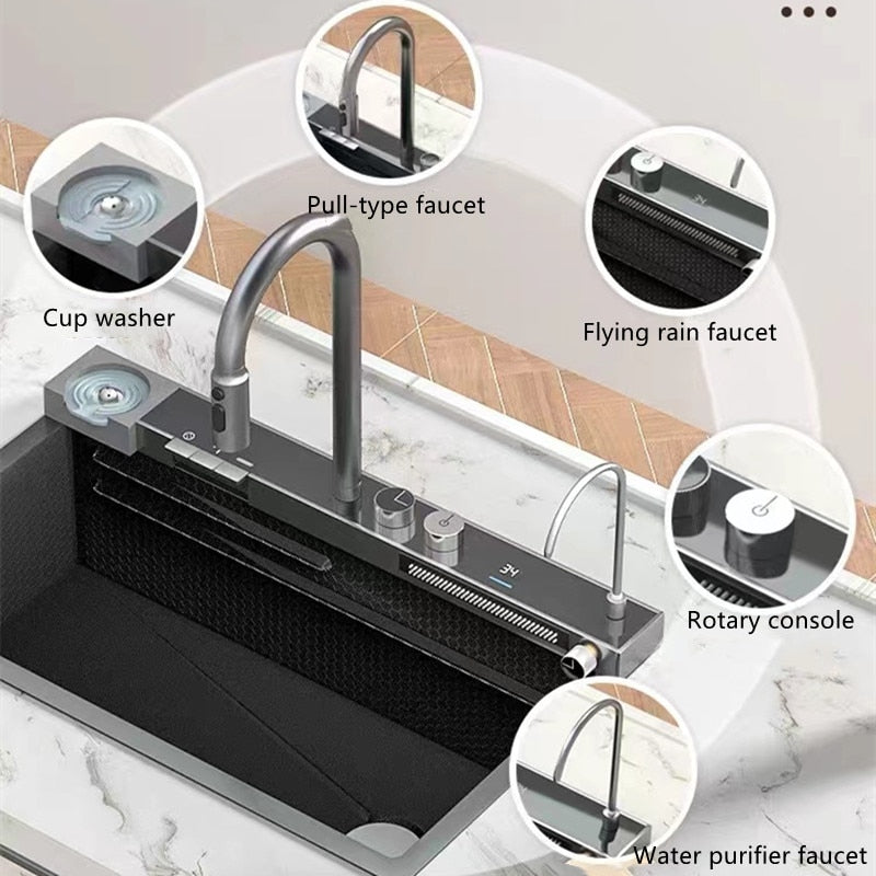 Honeycomb Digital Display Cup Rinser Prime FlowWaterfall Sink