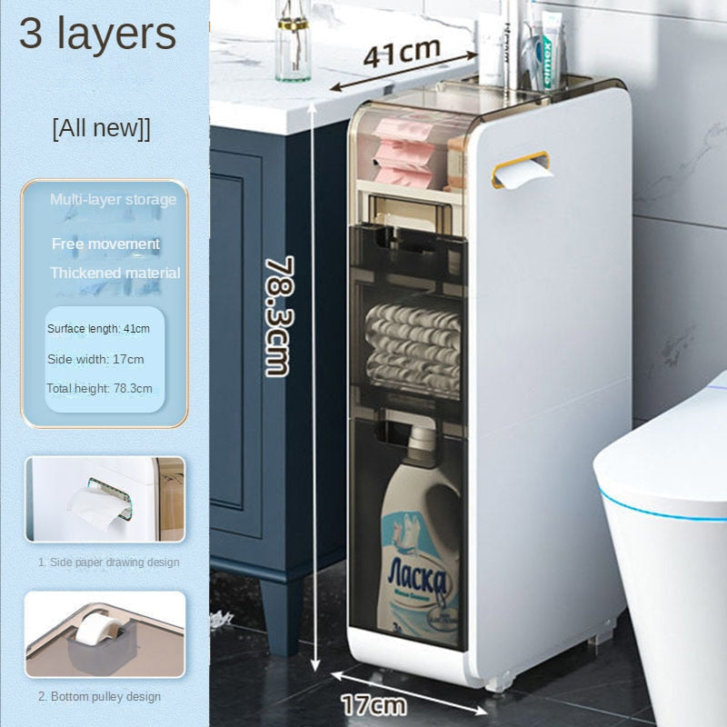 Multilayer Ultra Narrow Bathroom Storage Cabinet - Image 11