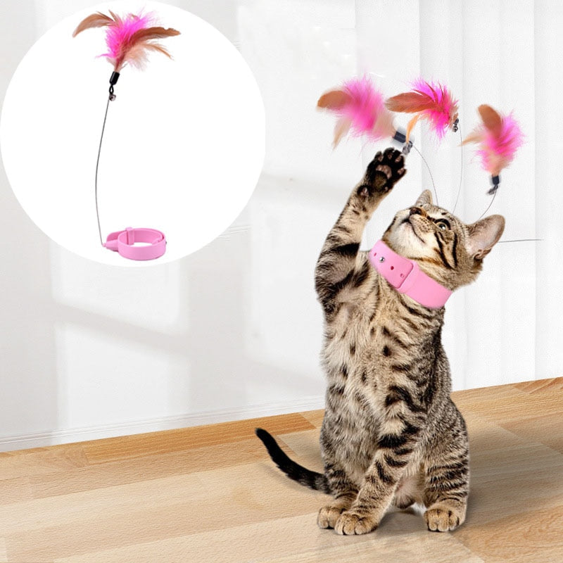 Fluffy Feather Interactive Cat Collar Toy