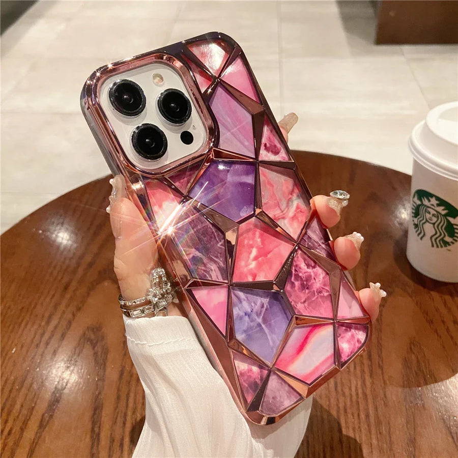 Geometric Colorful Marble iPhone Case - Image 3