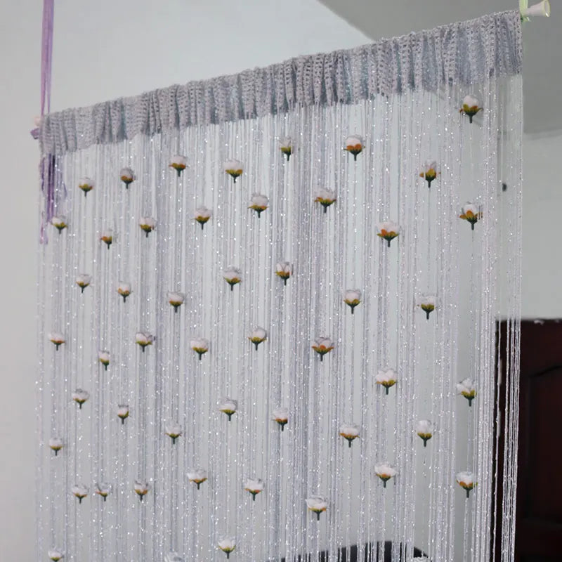 Floral Decorative Hanging Room Divider Curtain