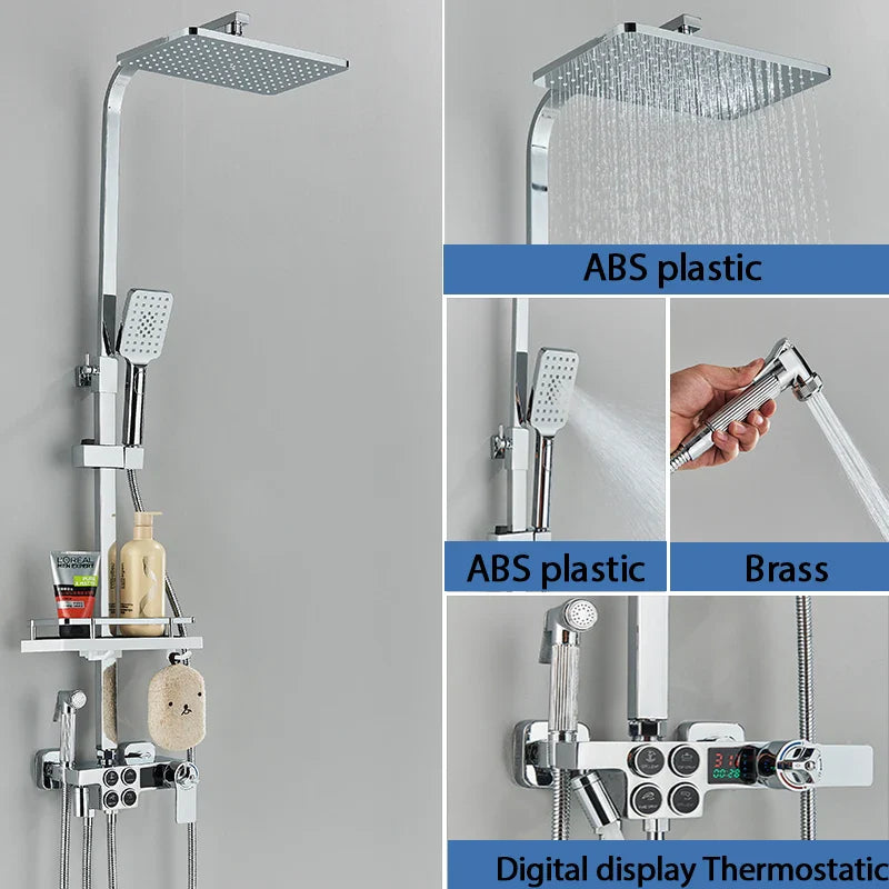 Thermostatic Digital Display Stylish Pressure Shower Set - Image 13