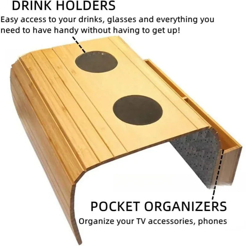 Minimalist Bamboo Sofa Armrest Organizer - Image 5