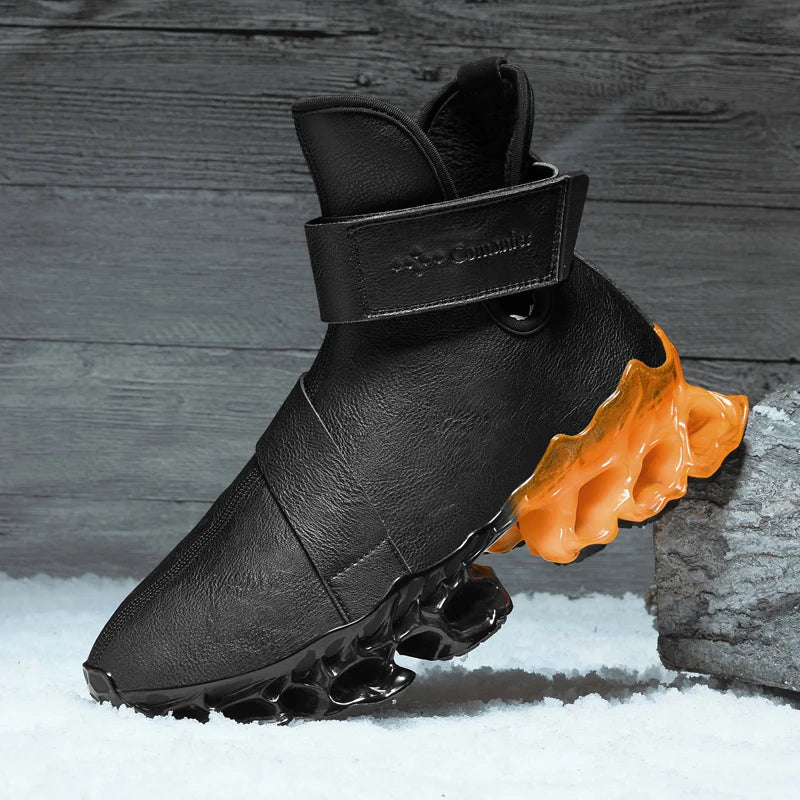 Hybrid Black Orange Ergonomic Adventure Ankle Boots - Image 9