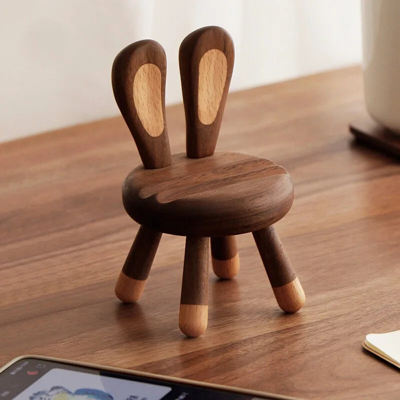 Minimalist Wooden Rabbit Phone Holder - Image 3