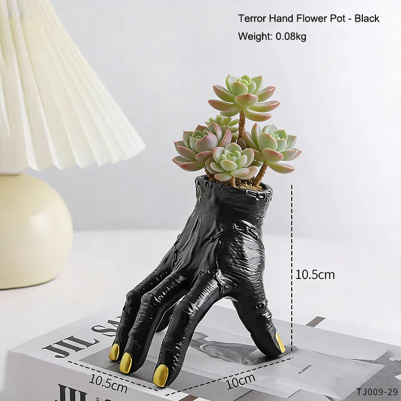 Nightcrawl Gothic Hand Ceramic Planter Pot - Image 7