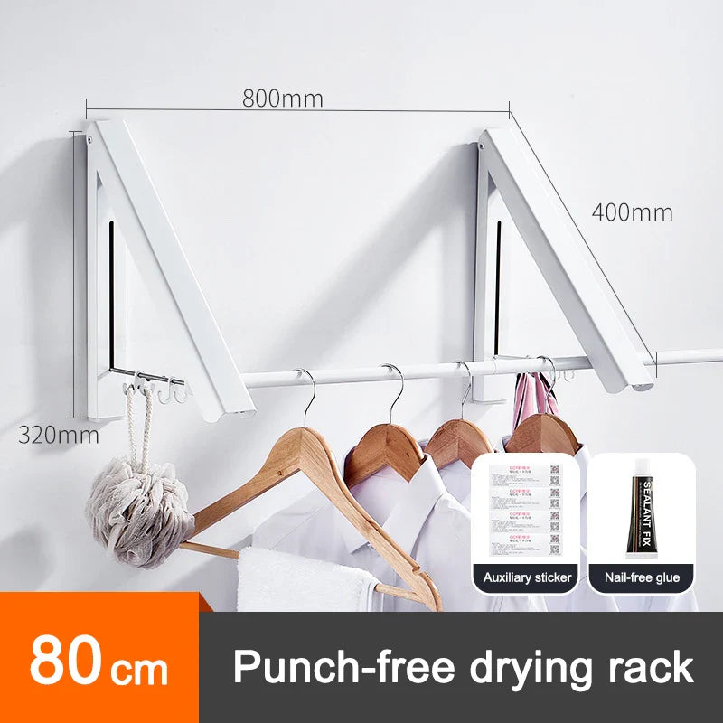 Space Saver Foldable Wall Clothes Aluminum Rack - Image 15
