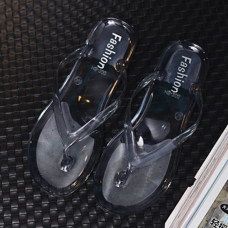 Jelly Clear Transparent Beach Flip Flops