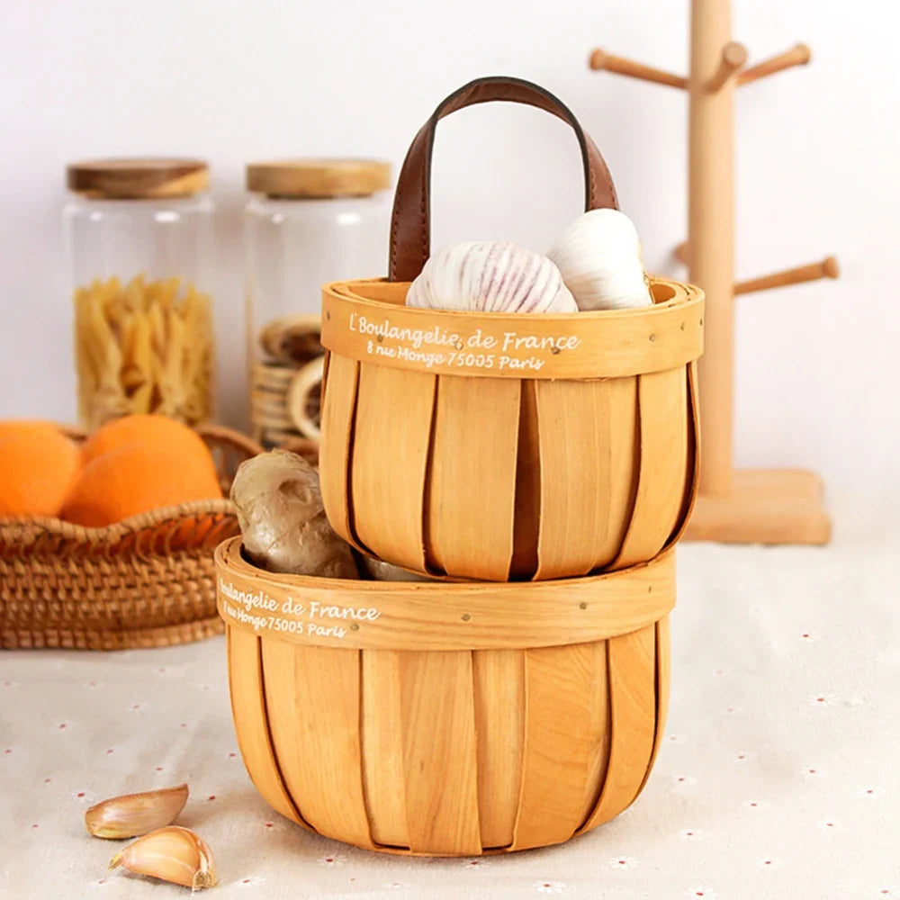 French Market Handcrafted Wooden Basket