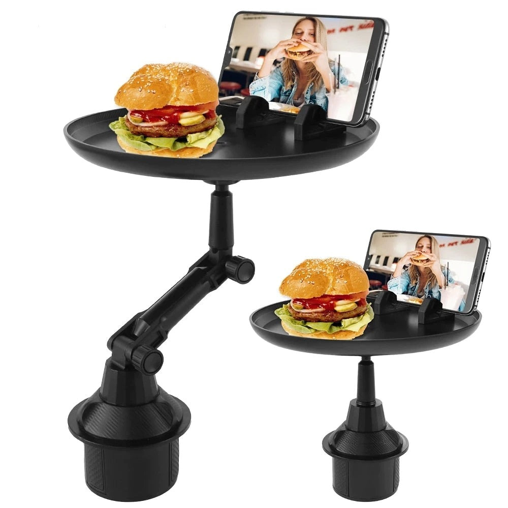 Adjustable Rotating Car Cup Holder Food Tray