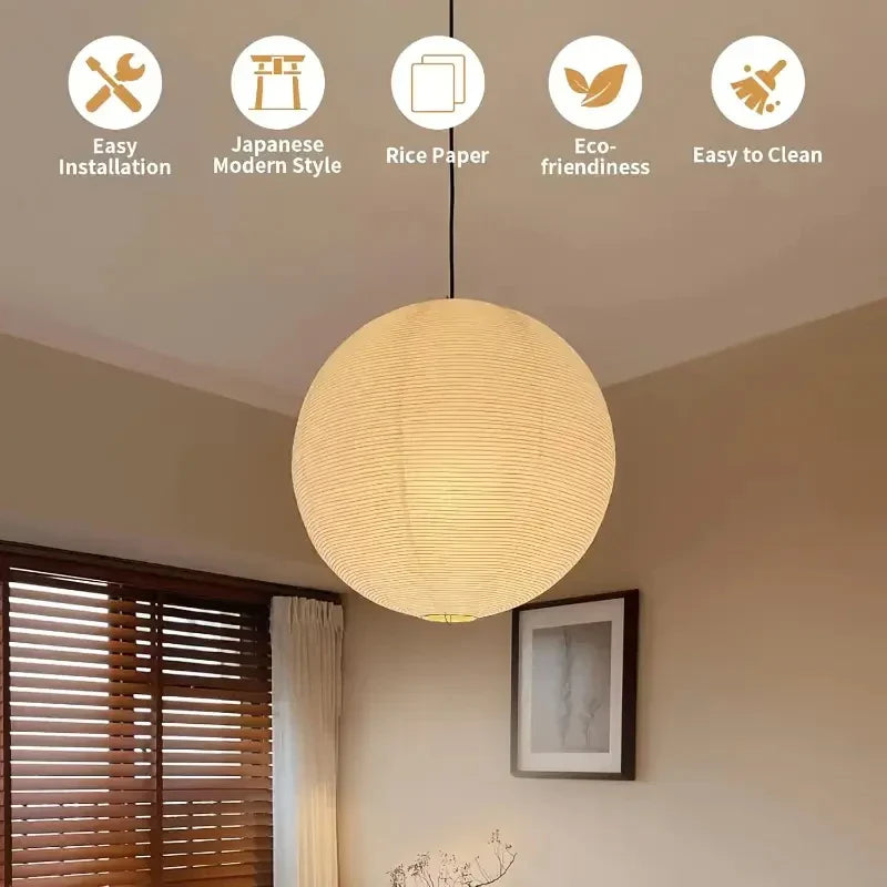 Japanese Style Paper Lantern Pendant Ceiling Lamp - Image 3