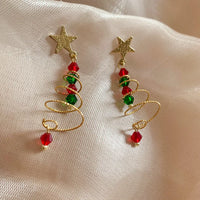 Spiral Christmas Tree Dangle Earrings - Image 1
