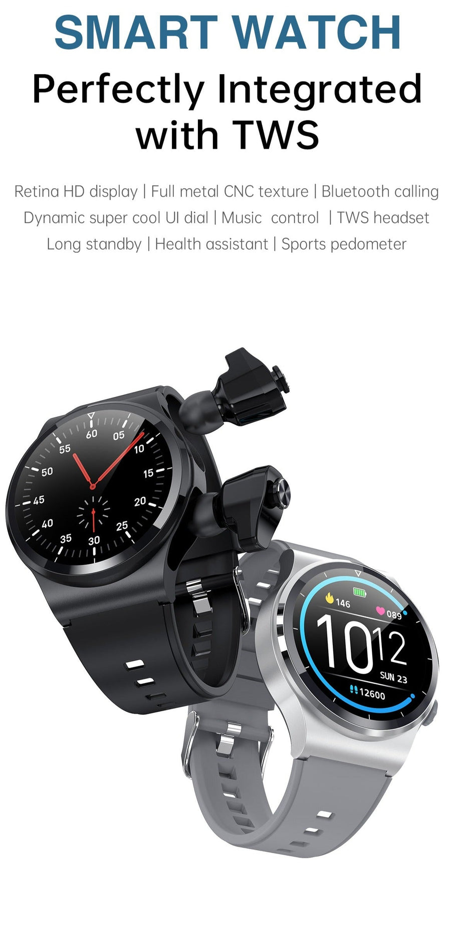 Classic Waterproof Built-in Earphone Smartwatch - Image 9