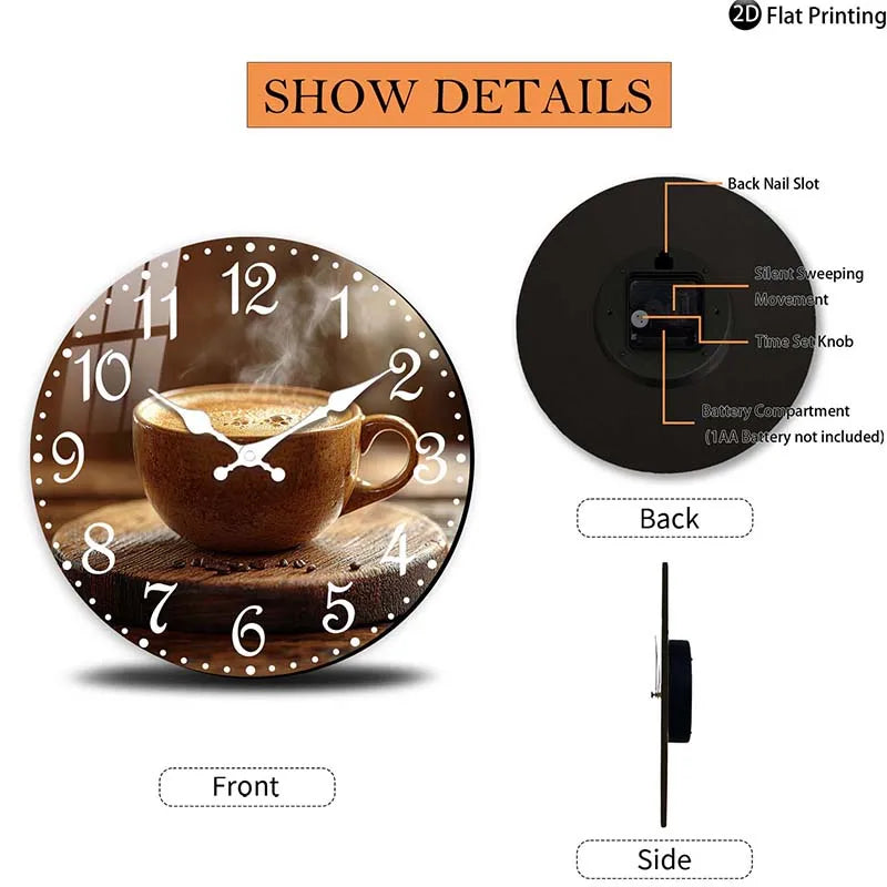 Cafe Inspired Coffee Wall Clock - Image 4