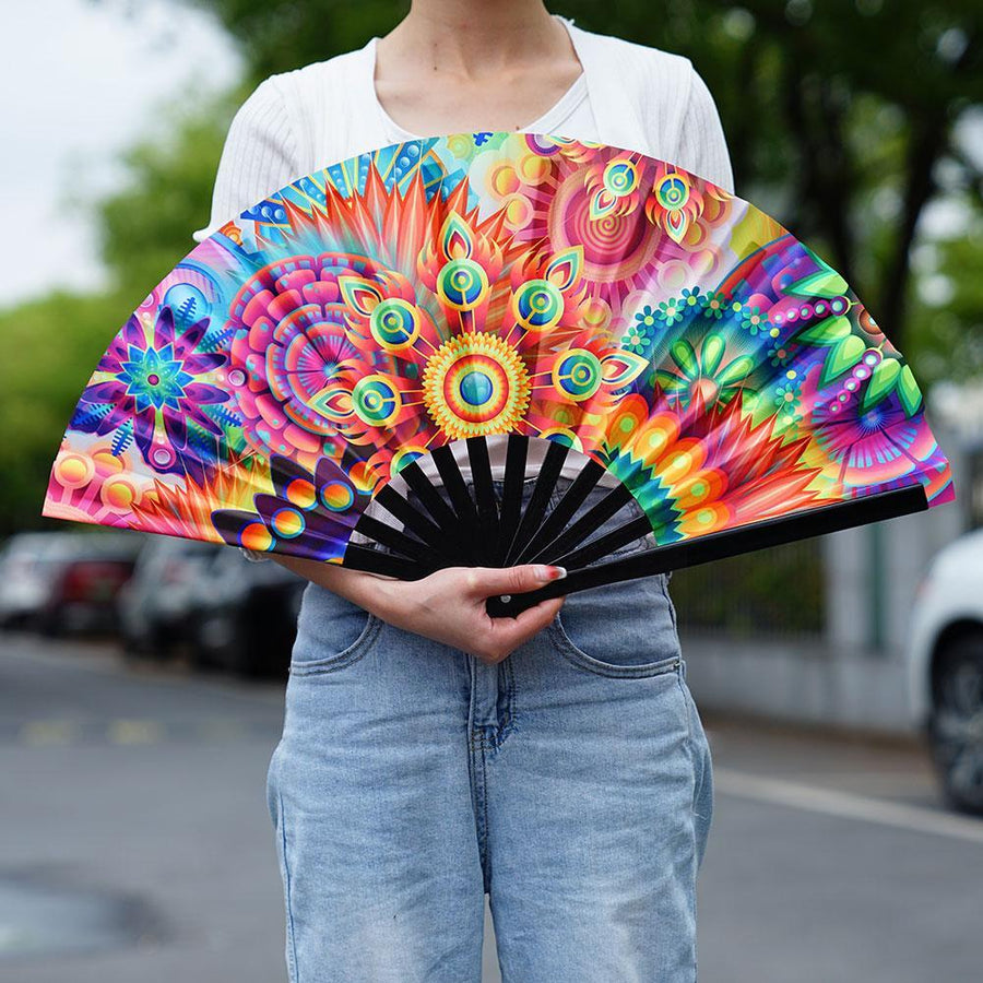 Reflective Japanese Style Folding Hand Fan - Image 1