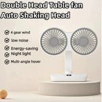 Adjustable Double-Head Portable Table Fan Night Lamp