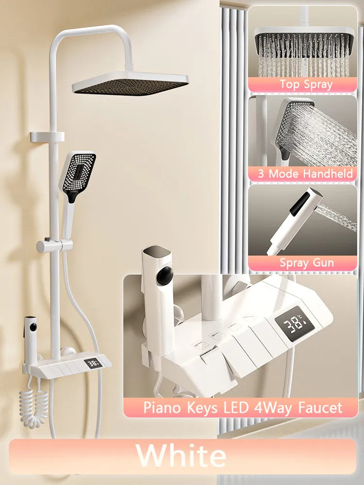 Digital Temperature Display Rain Feel Elegant Shower Set - Image 6