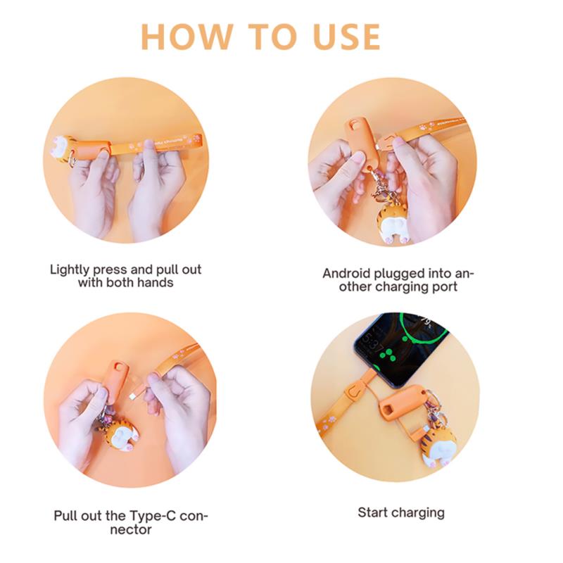 Cute Cat Universal Phone Charger Keychain - Image 5