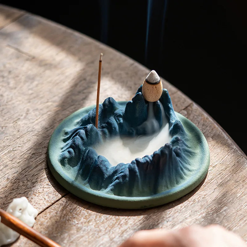 Mistic Mountain Ceramic Waterfall Incense Burner - Image 0