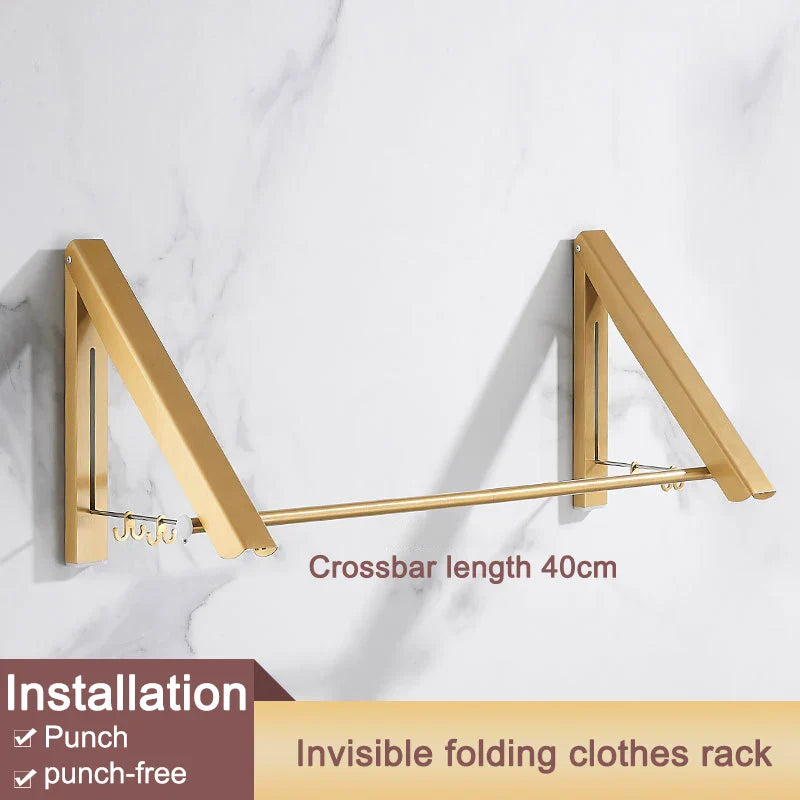 Space Saver Foldable Wall Clothes Aluminum Rack - Image 18