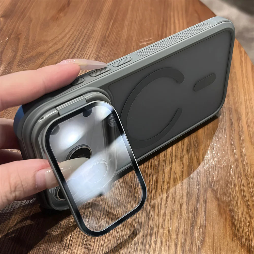 Full Lens Protection Flip Stand Magnetic iPhone Case - Image 9