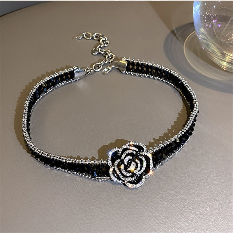 Gothic Rose Handmade Crystal Necklace