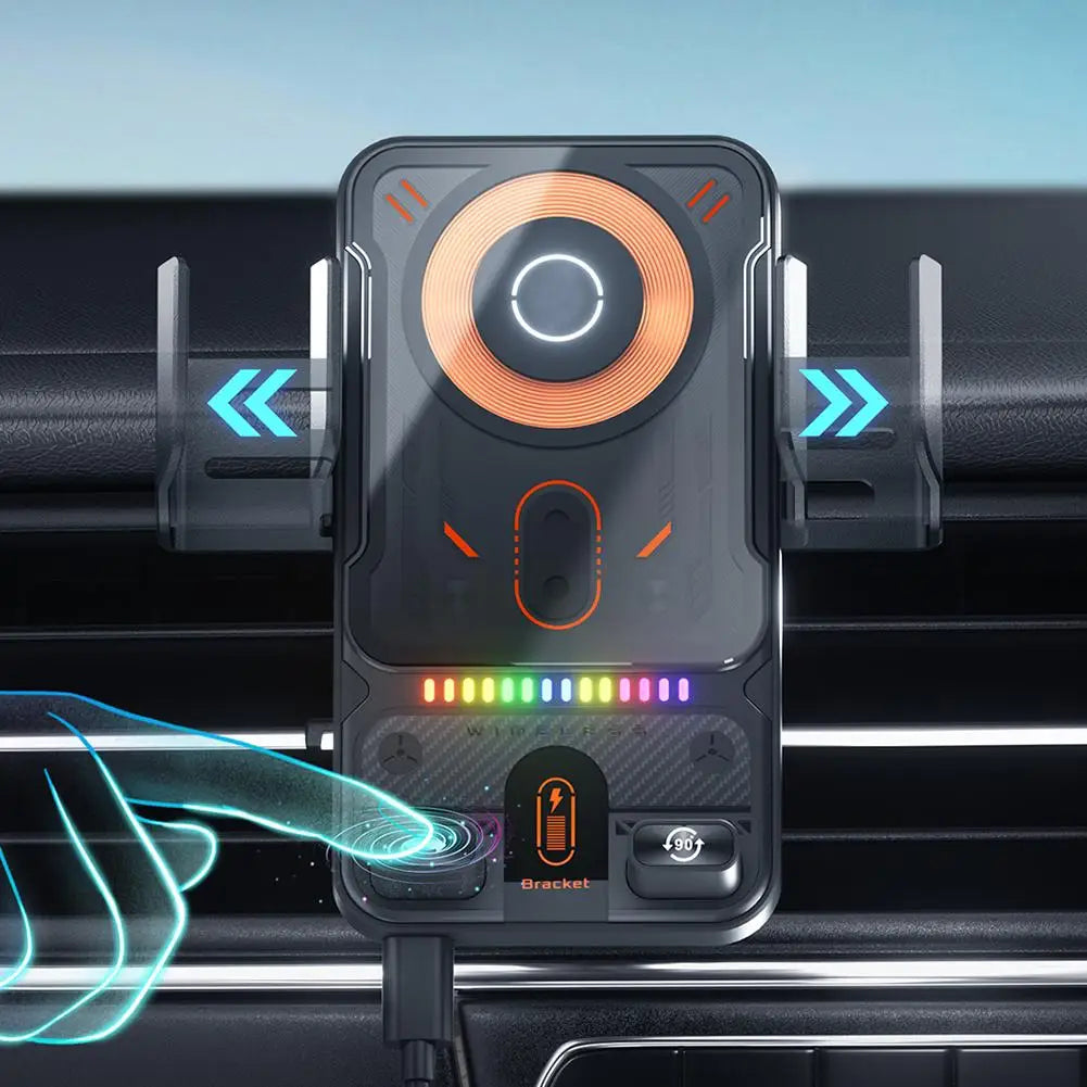 Smart Auto-Clamp Wireless Charger Car Phone Holder - Image 1